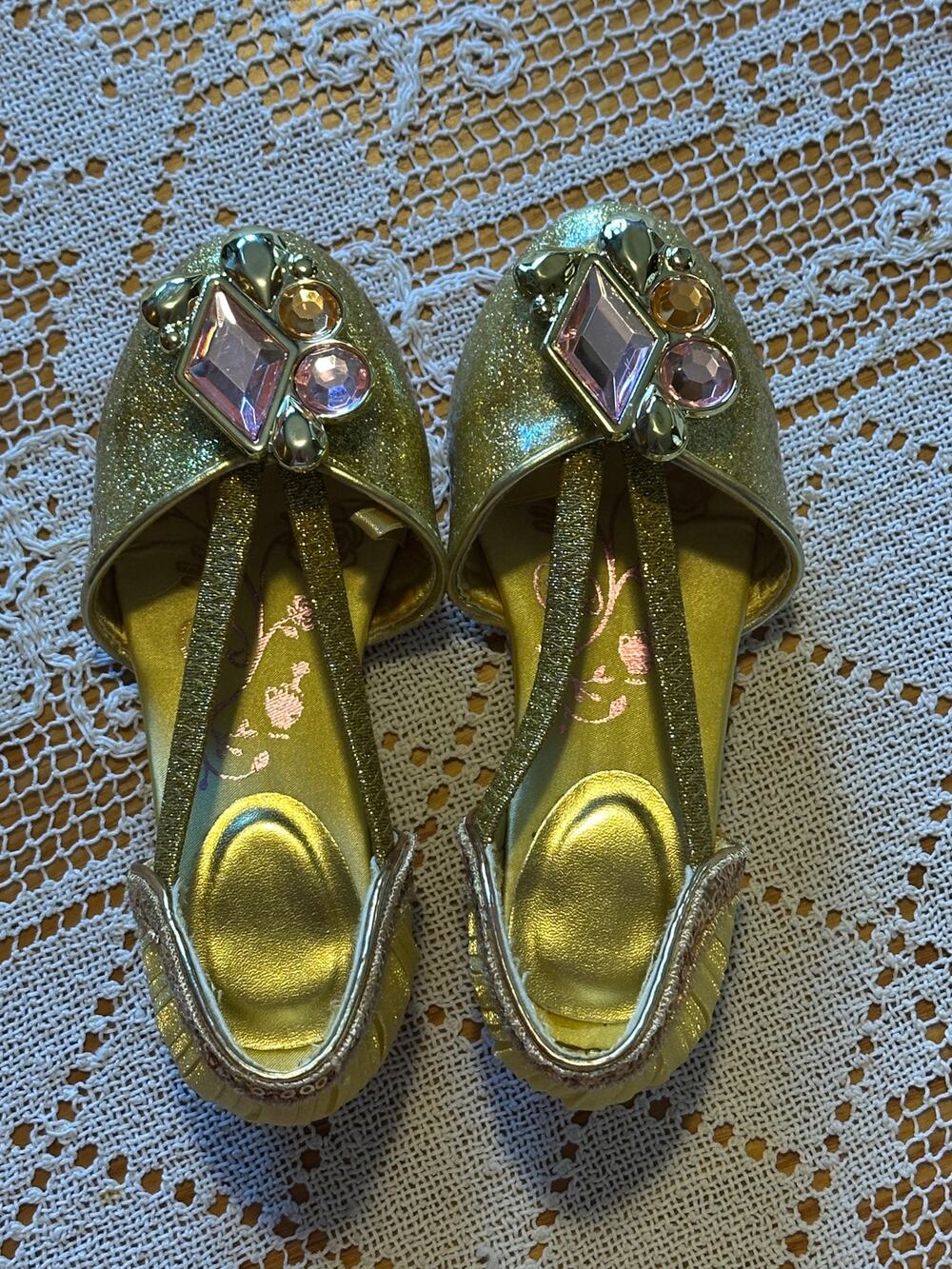 Disney Store Belle Princess Shoes Jewel Beauty & the Beast Girls Size 7/8